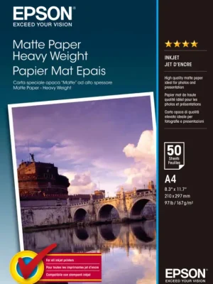 C13S041256 - EPSON Matte Paper Heavy Weight, A4, 167g/m2 - 50 listů Odeslání Ihned