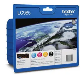 Finální Výprodej LC985VALBP - Brother černý + CMY inkoust. multipack (až 1x300 + 3x260 stranA4 při 5% pokrytí)
